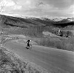 CW3545.jpg   Neverdal ungdomslag på tur med båt og buss nedover Helgeland,   (her Korgen?).   ca. 1955.                 <br>                